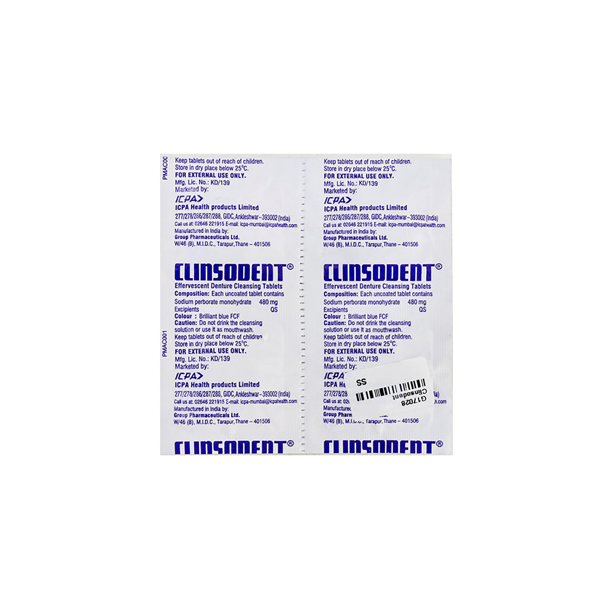 Clinsodent Denture Cleansing Tablets